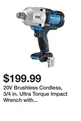 Harbor Freight Tools 20v brushless cordless, 3/4 in. ultra torque impact wrench with friction ring - tool only offer