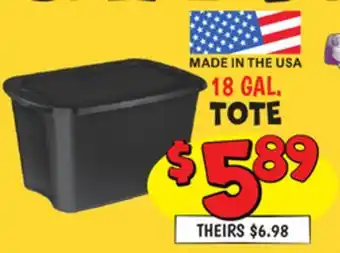 Ollie's 18 gal. tote offer