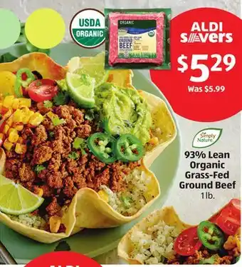 Aldi 93% lean organic grass-fed ground beef offer