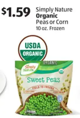 Aldi Simply nature organic peas or corn offer