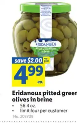 Lidl Eridanous pitted green olives in brine offer