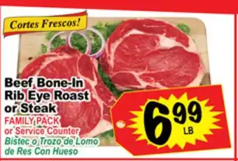 Superior Grocers Beef bone-in rib eye roast or steak offer