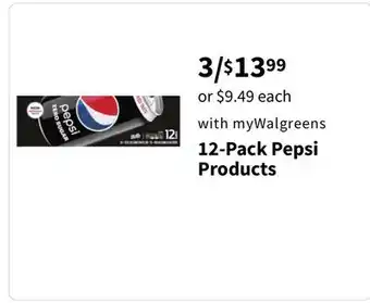 Walgreens 12-pack pepsi products offer