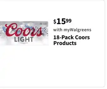Walgreens 18-pack coors products offer