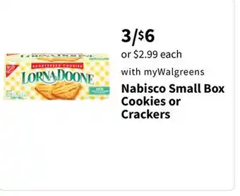 Walgreens Nabisco small box cookies or crackers offer