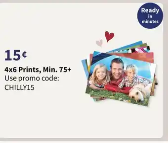Walgreens 4x6 prints, min. 75+ offer