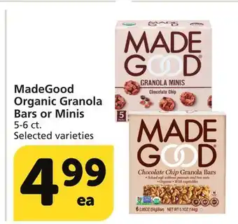 Albertsons Madegood organic granola bars or minis offer