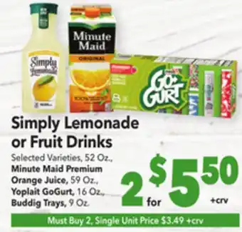 Vallarta Supermarkets Simply lemonade or fruit drinks offer
