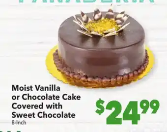 Vallarta Supermarkets Moist vanilla or chocolate cake covered with sweet chocolate offer