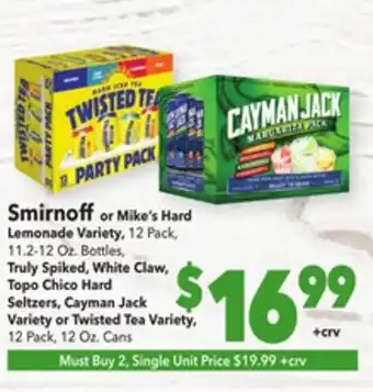 Vallarta Supermarkets Smirnoff or mike's hard lemonade offer