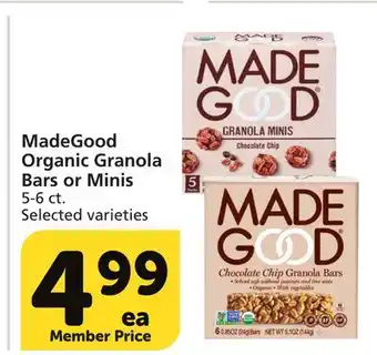 Vons Madegood organic granola bars or minis offer
