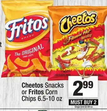 Super King Markets Cheetos snacks or fritos corn chips offer