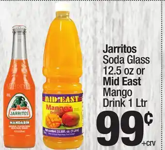 Super King Markets Jarritos soda glass 12.5 oz or mid east mango drink 1 ltr offer