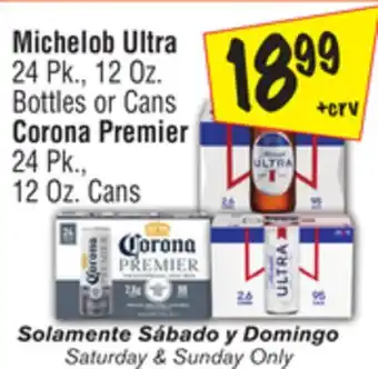 El Super Michelob ultra 24 pk., 12 oz. bottles or cans corona premier 24 pk., 12 oz. cans offer