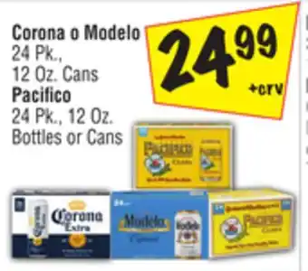 El Super Corona o modelo 24 pk., 12 oz. cans pacifico 24 pk., 12 oz. bottles or cans offer