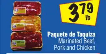 El Super Marinated beef, pork and chicken offer