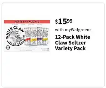 Walgreens 12-pack white claw seltzer variety pack offer