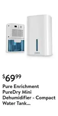 Walmart Pure enrichment puredry mini dehumidifier - compact water tank eliminates 300ml/day in excess moisture offer
