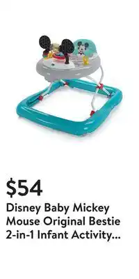 Walmart Disney baby mickey mouse original bestie 2-in-1 infant activity walker by bright starts, blue offer