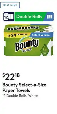 Walmart Bounty select-a-size paper towels offer