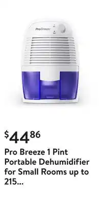 Walmart Pro breeze 1 pint portable dehumidifier for small rooms up to 215 sq. ft offer