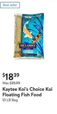 Walmart Kaytee koi's choice koi floating fish food offer