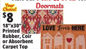 Ocean State Job Lot 18x30 printed rubber, coir or absorbent carpet top offer
