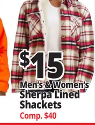 Ocean State Job Lot Men's & women's sherpa lined shackets offer