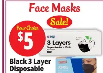 Ocean State Job Lot Black 3 layer disposable offer
