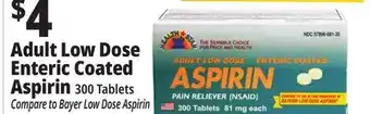 Ocean State Job Lot Health star 81 mg adult low dose aspirin pain reliever, 300 tablets offer
