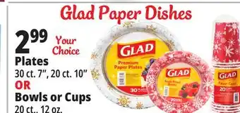 Ocean State Job Lot Glad paper dishes offer