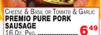 Bravo Supermarkets Premio pure pork sausage offer