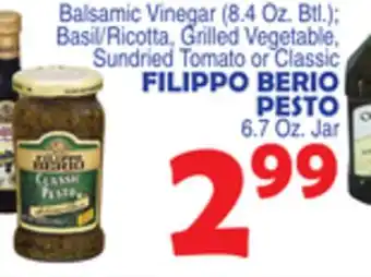 Bravo Supermarkets Filippo berio pesto 6.7 oz. jar offer