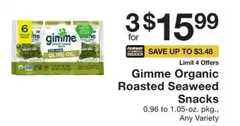 Fairway Store Market Gimme organic roasted seaweed snacks offer