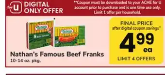 ACME Nathan's famous beef franks offer
