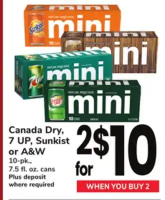 ACME Canada dry, 7 up, sunkist or a & w offer
