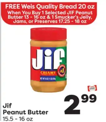 Weis Markets Jif peanut butter offer