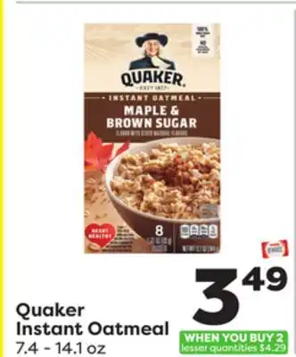 Weis Markets Quaker instant oatmeal offer
