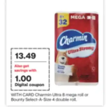 CVS Charmin ultra 8 mega roll or bounty select-a-size 4 double roll offer