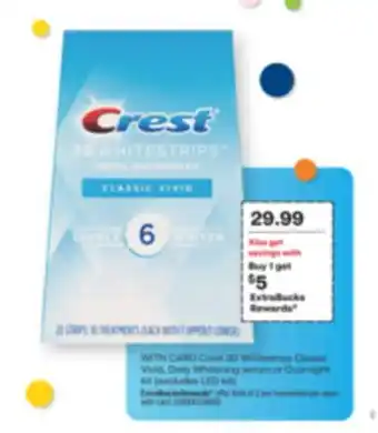 CVS Crest 3d whitestrips classic vivid, daily whitening serum or overnight kit offer