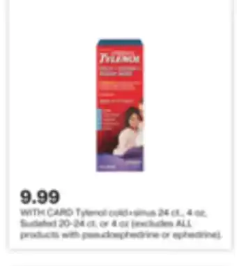CVS Tylenol cold + sinus 24 ct., 4 oz, sudafed 20-24 ct. or 4 oz offer