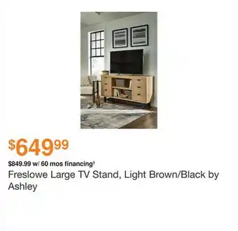 Ashley Furniture Freslowe large tv stand, light brown/black by ashley offer