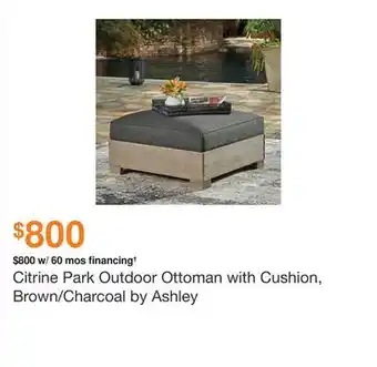 Ashley Furniture Citrine park outdoor ottoman with cushion, brown/charcoal by ashley offer