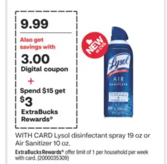 CVS Lysol disinfectant spray 19 oz or air sanitizer 10 oz offer