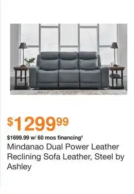 Ashley Furniture Mindanao dual power leather reclining sofa leather, steel by ashley offer