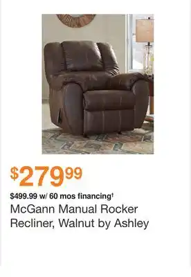 Ashley Furniture Mcgann manual rocker recliner, walnut by ashley offer