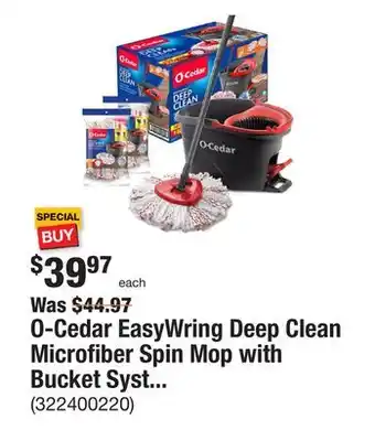 The Home Depot O-cedar easywring deep clean microfiber spin mop with bucket system and 2 extra deep clean mop head refills offer