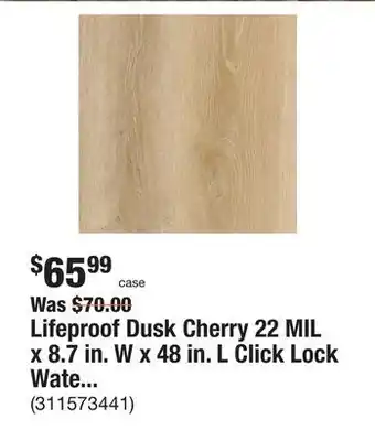 The Home Depot Lifeproof dusk cherry 22 mil x 8.7 in. w x 48 in. l click lock waterproof luxury vinyl plank flooring (20.1 sqft/case) offer