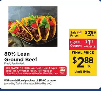 ShopRite 80% lean ground beef offer