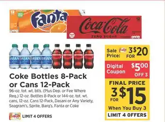 ShopRite Bottles 8-pack or cans 12-pack offer